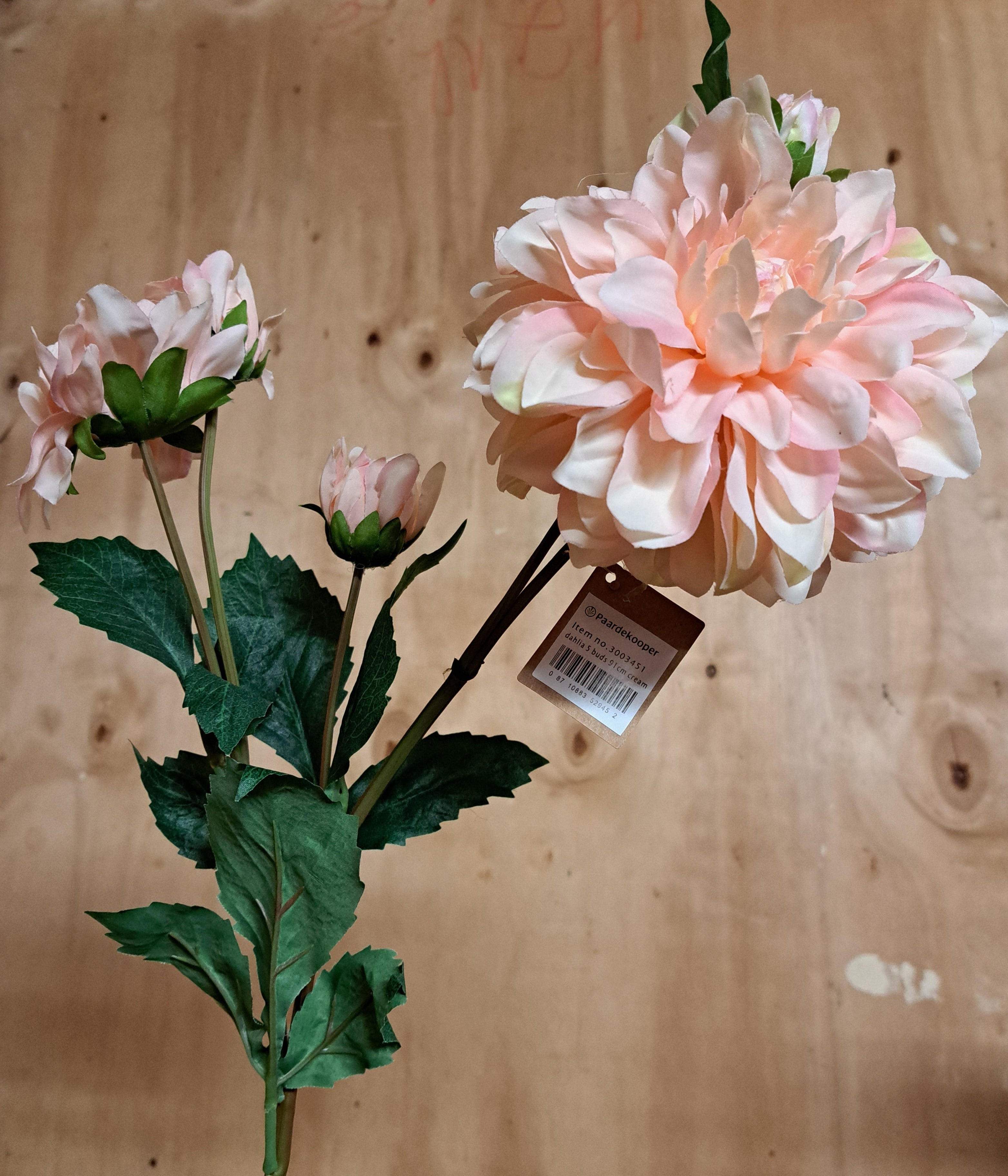 Zijde Dahlia met 5 Knoppen 91 cm Crème